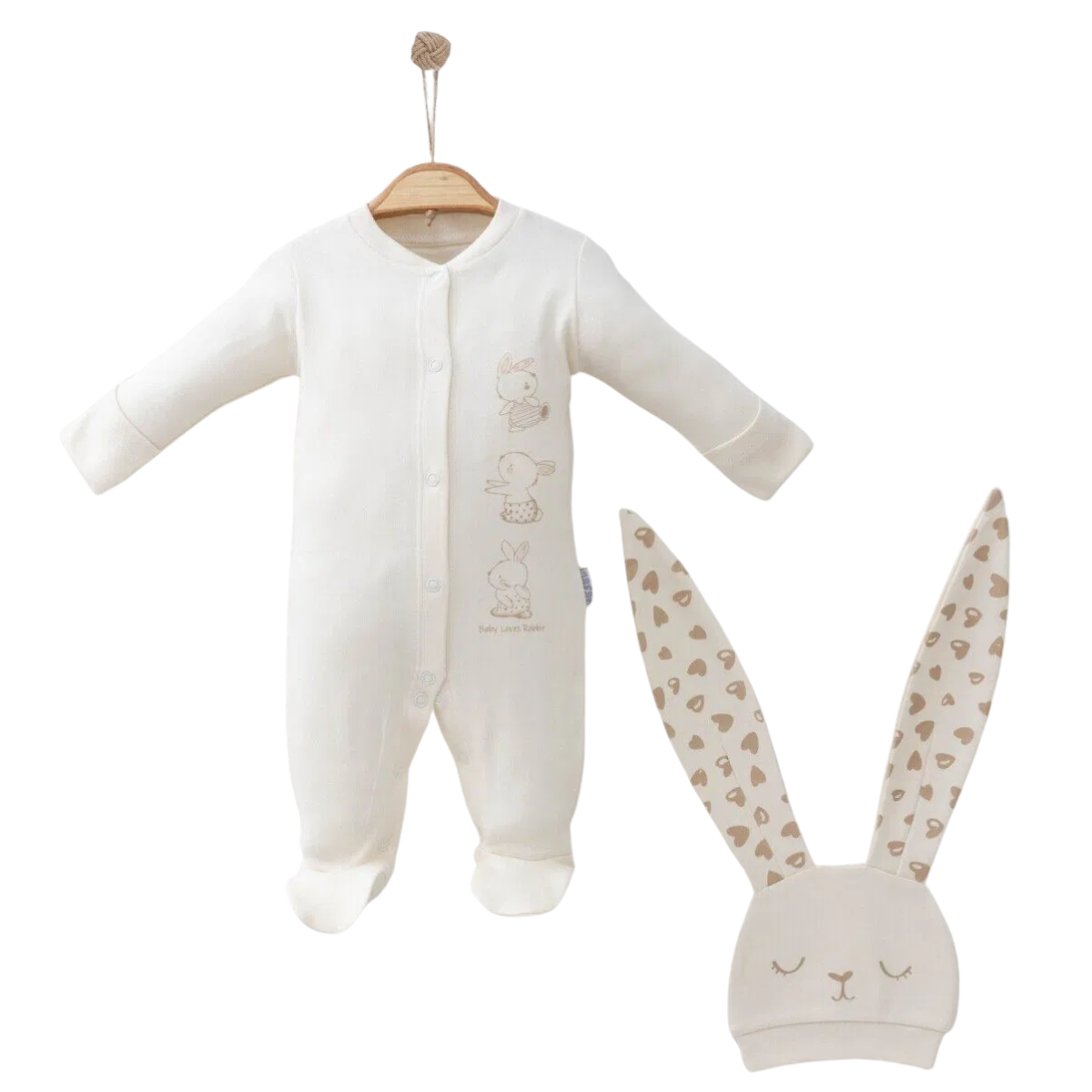 Baby Set „Hase“ 0–3 Monate – kuschelig, sanft & zuckersüß