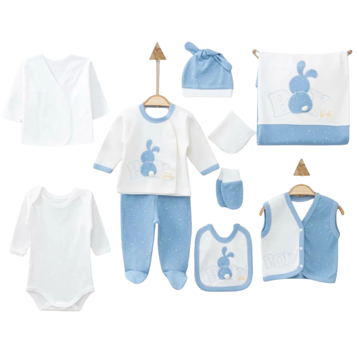 Baby Geschenkset zur Geburt – 10-teiliges Erstausstattungs-Set in Geschenkbox
