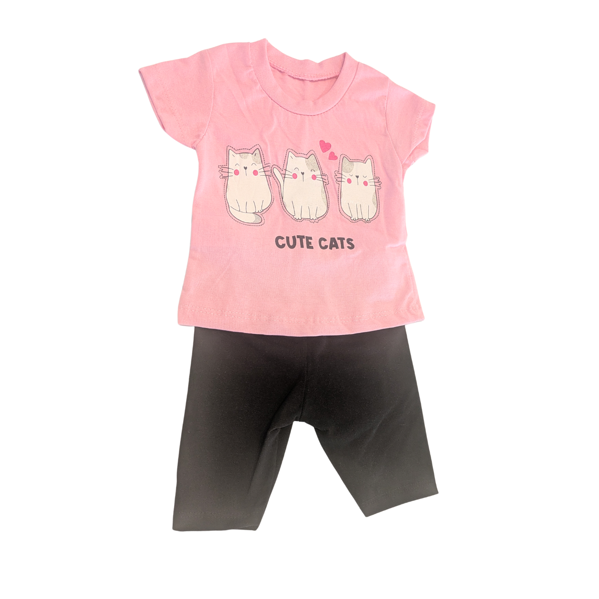 Mädchen Sommer-Set mit Katzenmotiv – T-Shirt und Leggings (6 Monate bis 2 Jahre)