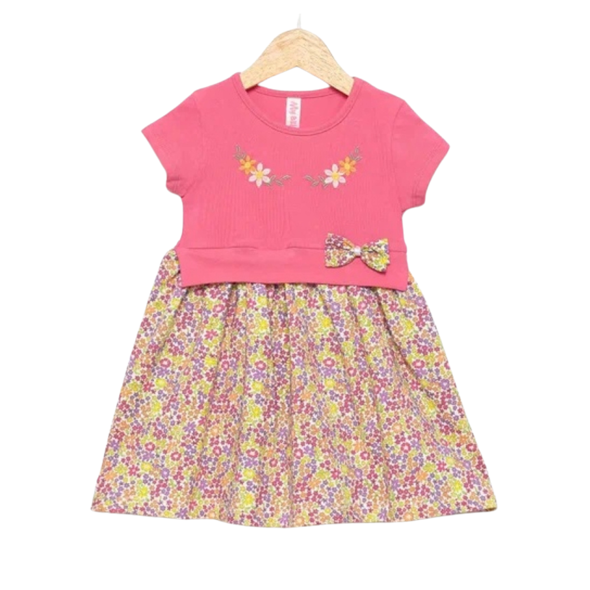 Mädchenkleid mit Blumenrock & Schleife (2–5 Jahre)
