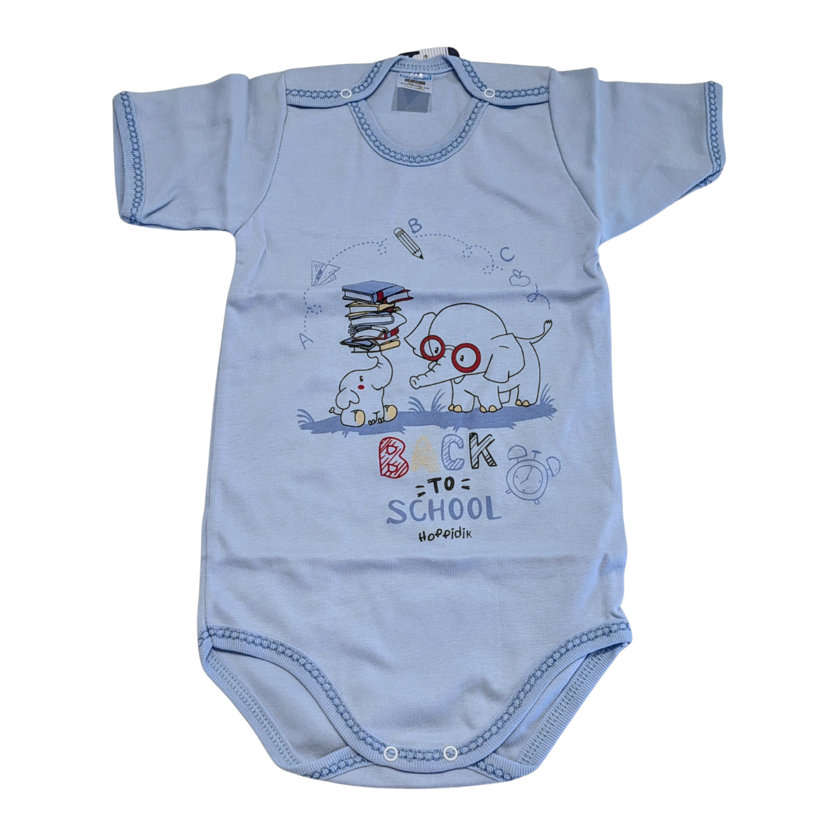 Baby Body „Back to School“ – weiche Baumwolle mit Elefanten Print