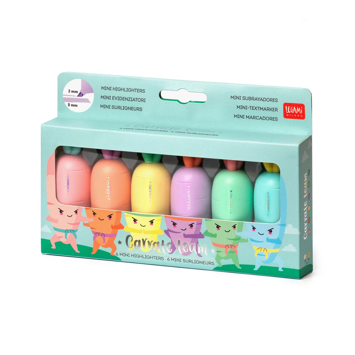 Legami Mini-Textmarker „Carrot Team“ – 6er Set