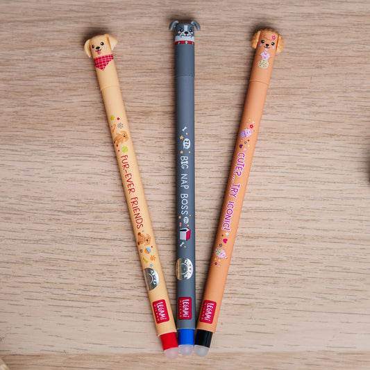 Legami Erasable Pen „Fur-ever Friends“ – Limitiertes Set mit 3 löschbaren Gelstiften | Exklusive Hunde Edition