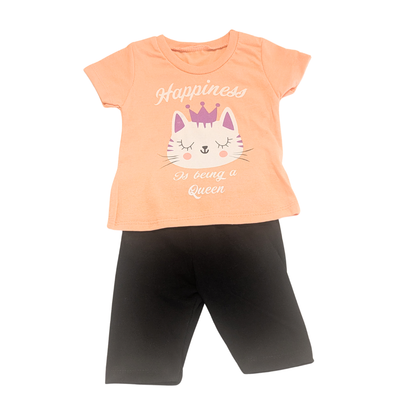 Mädchen Sommer-Set mit Katzenmotiv – T-Shirt und Leggings (6 Monate bis 2 Jahre)