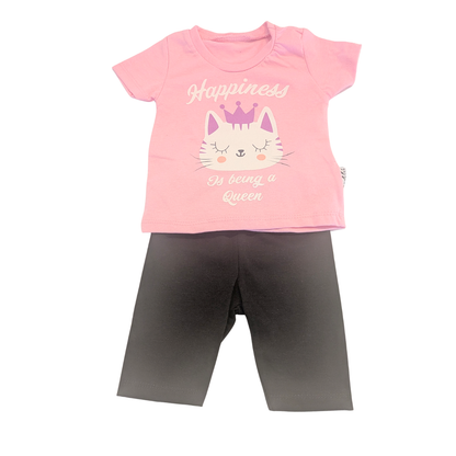 Mädchen Sommer-Set mit Katzenmotiv – T-Shirt und Leggings (6 Monate bis 2 Jahre)