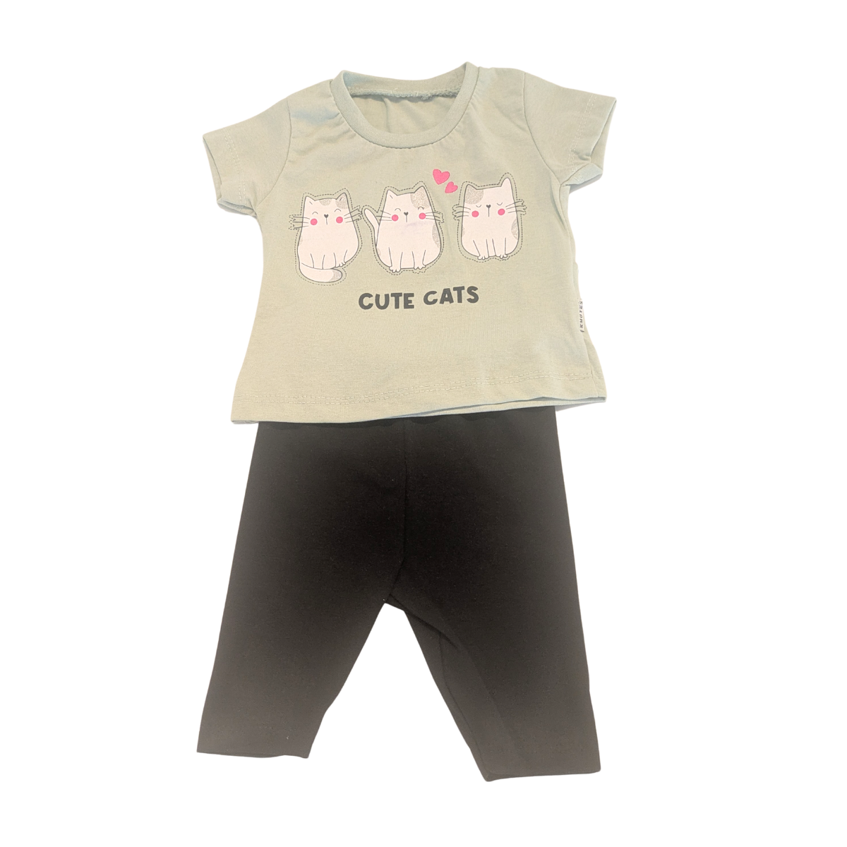 Mädchen Sommer-Set mit Katzenmotiv – T-Shirt und Leggings (6 Monate bis 2 Jahre)