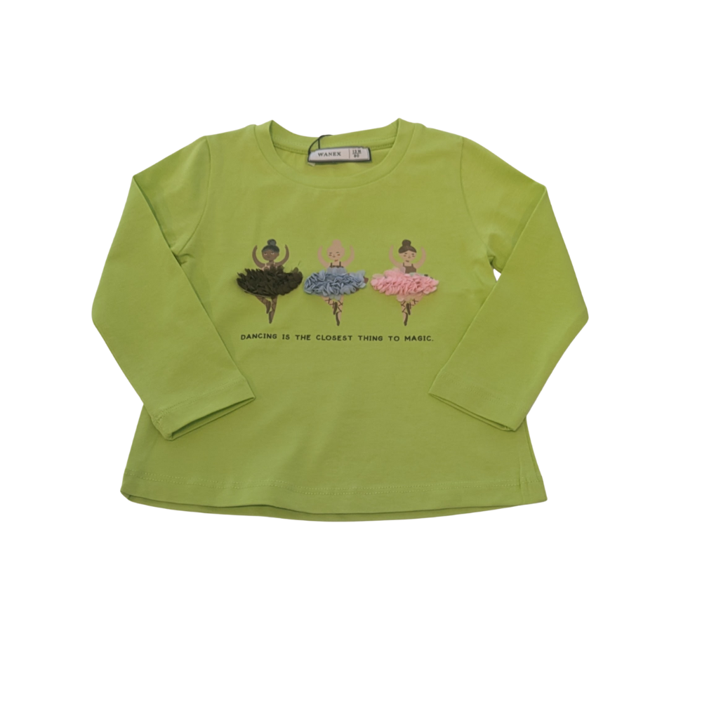 Mädchen Langarmshirt mit Ballerina-Motiv – verschiedene Farben