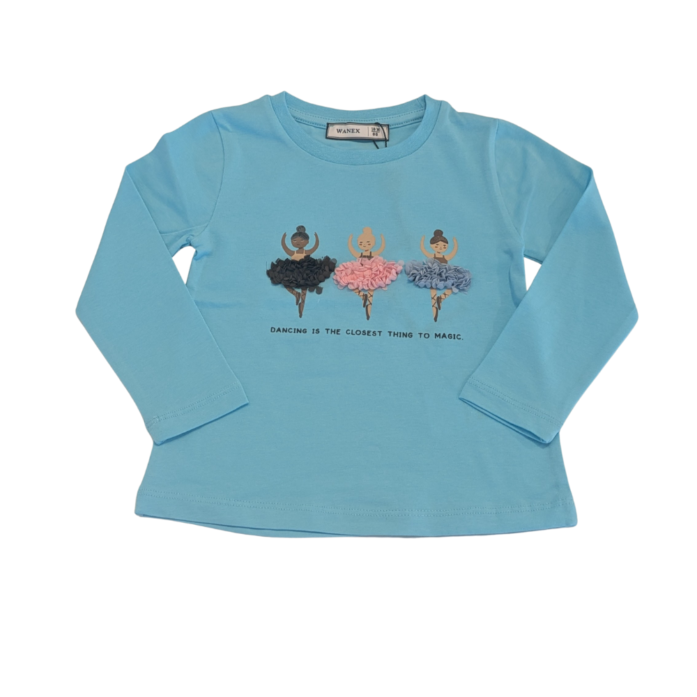 Mädchen Langarmshirt mit Ballerina-Motiv – verschiedene Farben