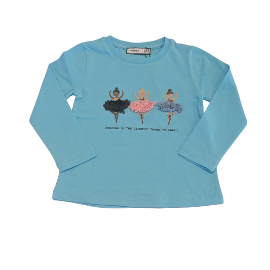 Mädchen Langarmshirt mit Ballerina-Motiv – verschiedene Farben