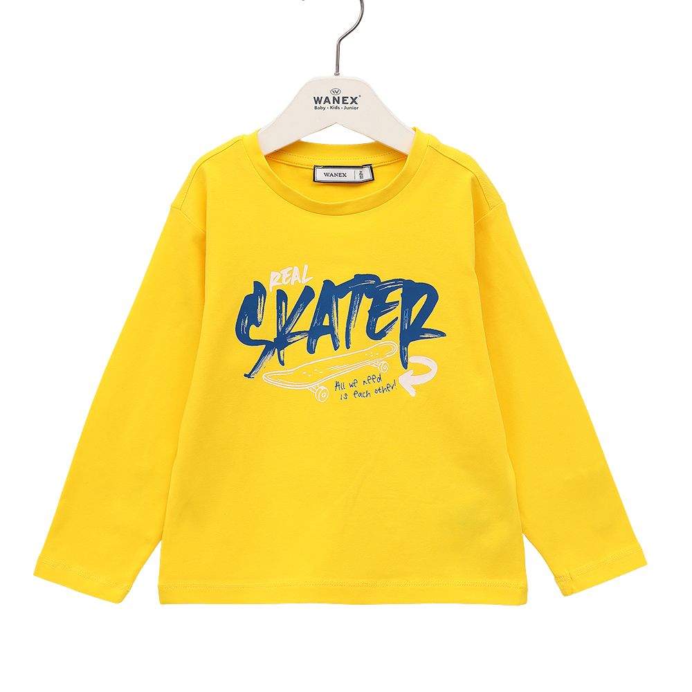 Langarmshirt „Real Skater“ Junge – Größen 92–122 – in Gelb oder Grün