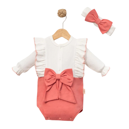 💛 Baby Set mit Schleife – 2-teilig + Haarband