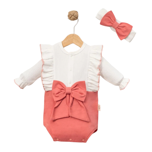 💛 Baby Set mit Schleife – 2-teilig + Haarband