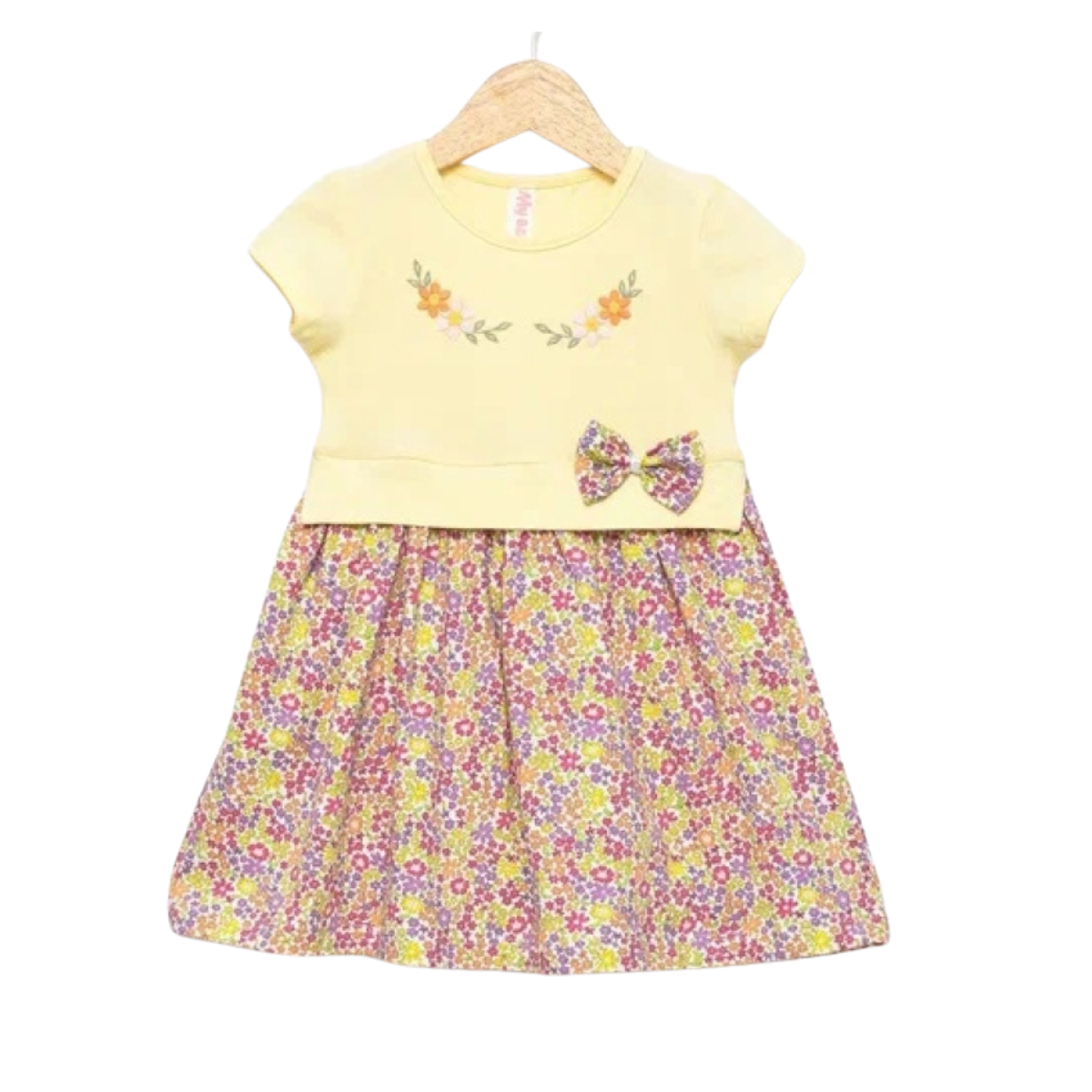 Mädchenkleid mit Blumenrock & Schleife (2–5 Jahre)