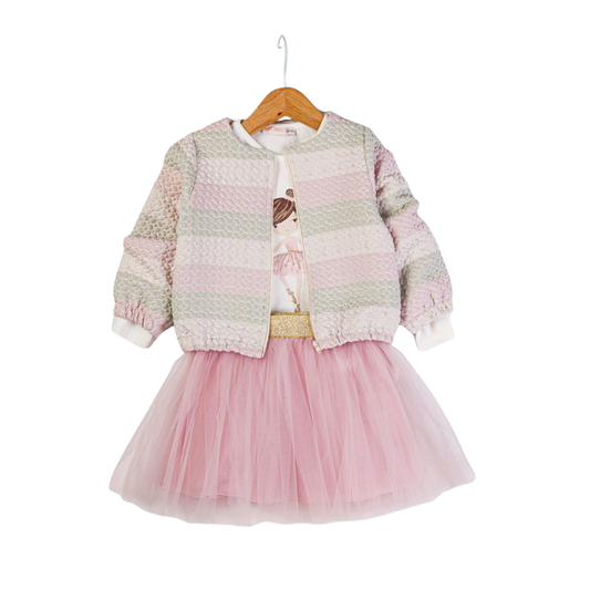 Mädchen Set mit Tüllrock, Langarmshirt & Jacke (1–4 Jahre)