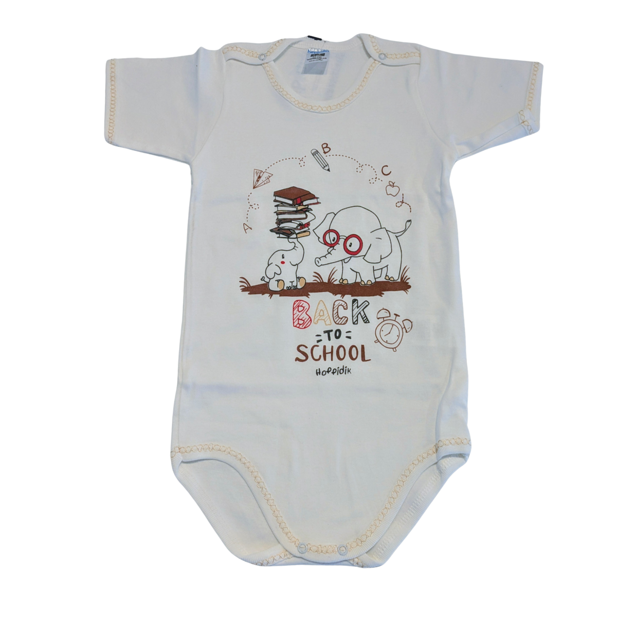 Baby Body „Back to School“ – weiche Baumwolle mit Elefanten Print