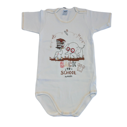 Baby Body „Back to School“ – weiche Baumwolle mit Elefanten Print