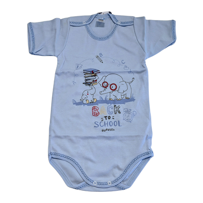 Baby Body „Back to School“ – weiche Baumwolle mit Elefanten Print