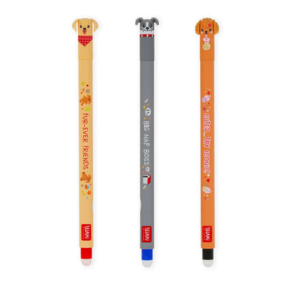 Legami Erasable Pen „Fur-ever Friends“ – Limitiertes Set mit 3 löschbaren Gelstiften | Exklusive Hunde Edition