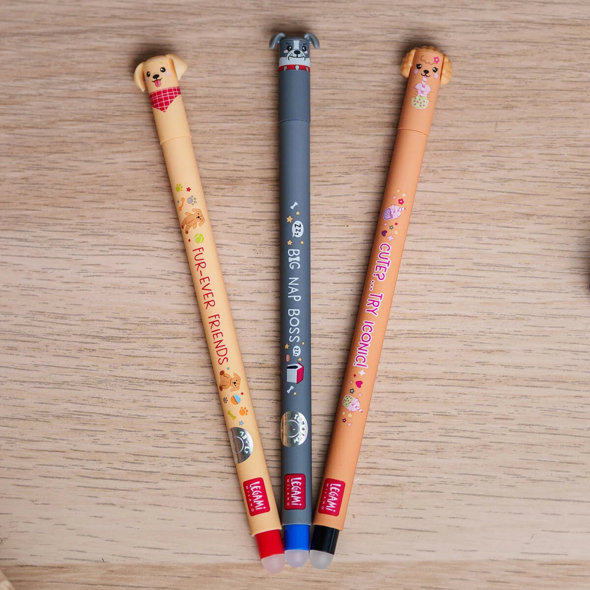 Legami Erasable Pen „Fur-ever Friends“ – Limitiertes Set mit 3 löschbaren Gelstiften | Exklusive Hunde Edition