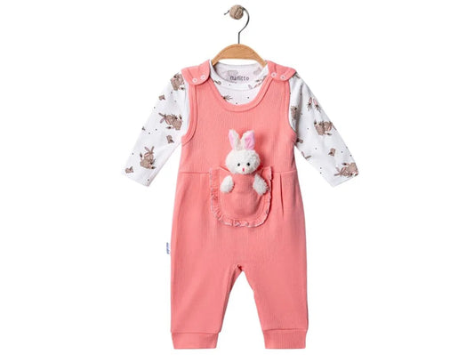 Baby Set mit Latzhose & Langarmbody – Rosa